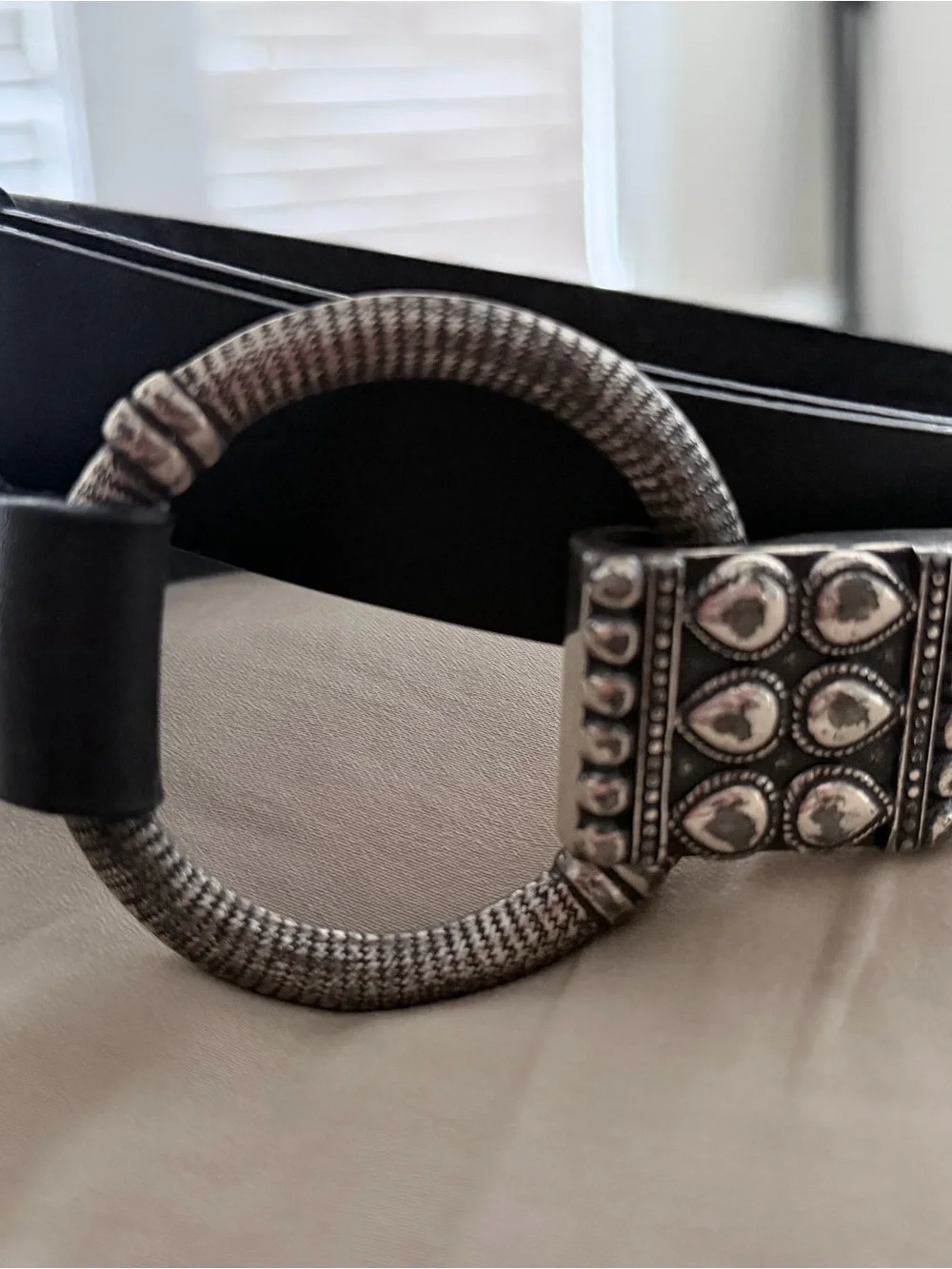 vintage Chico's black leather adjustable boho belt